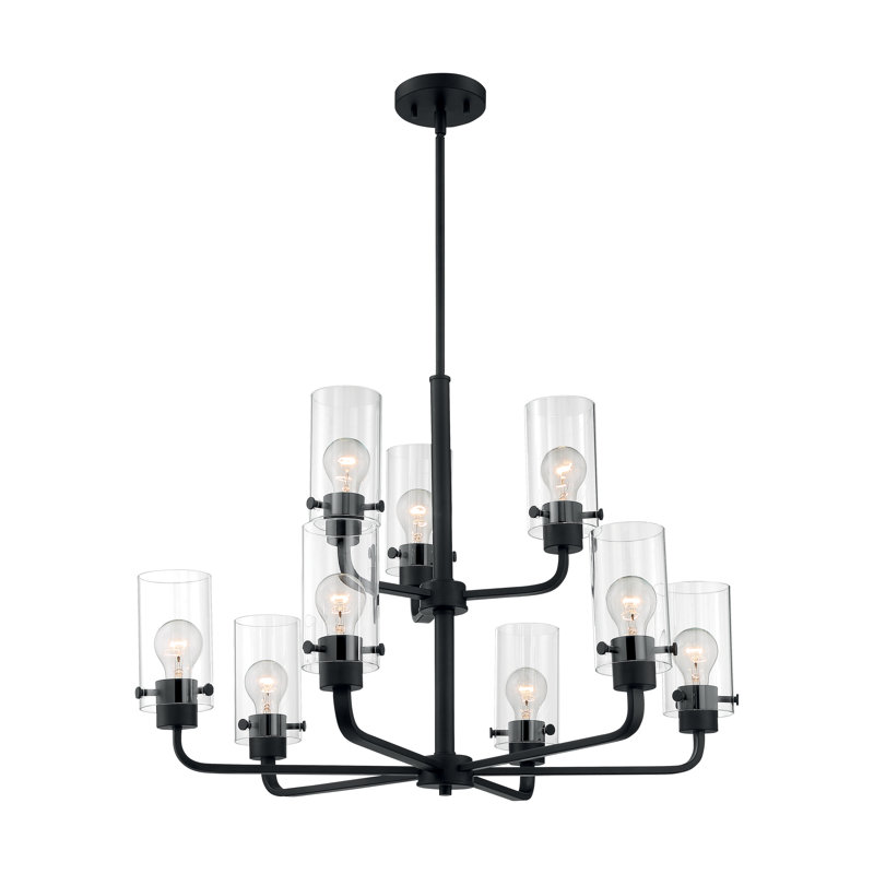Barines 9 - Light Dimmable Tiered Chandelier, Matte Black
