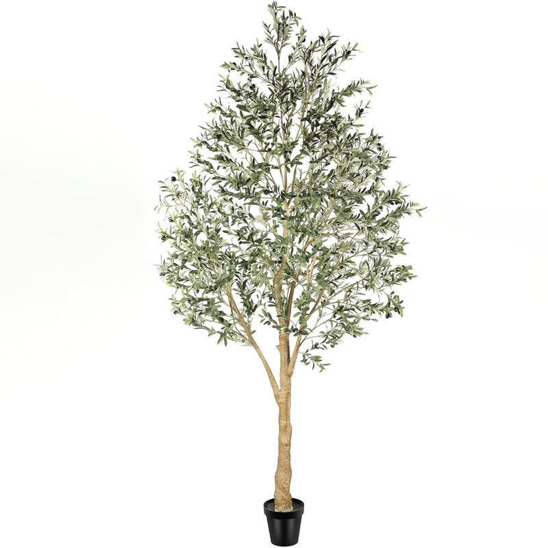 Olive artificielle avec tronc de bois naturel, 10 pi