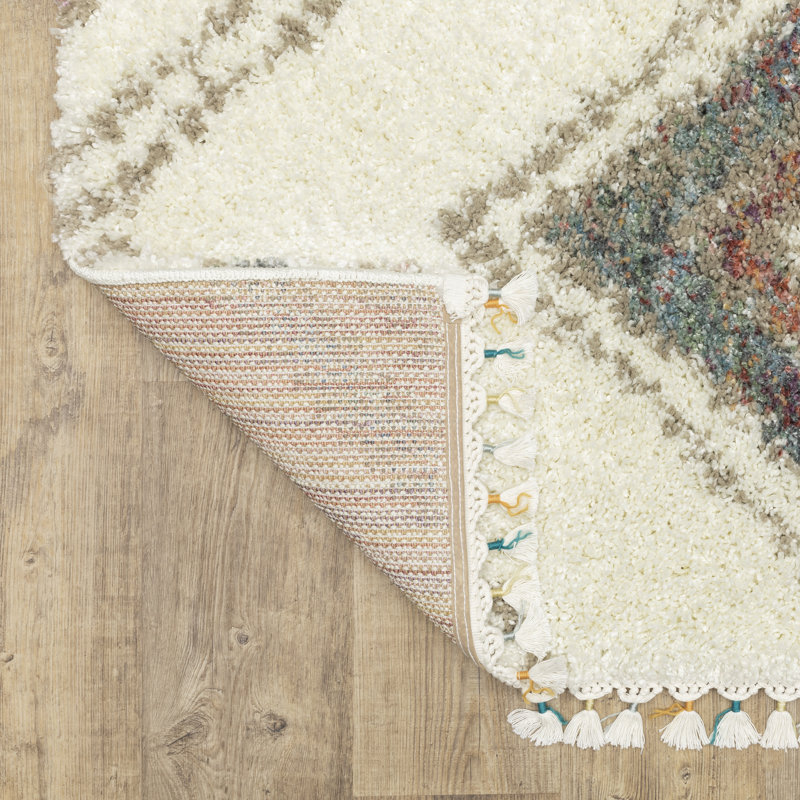 Tapis ivoire / brun clair / brun, Rectangle 9 pi 10 po x 12 pi 10 po