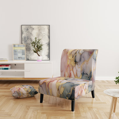 Berendien Marble Upholstered Slipper Chair Velvet