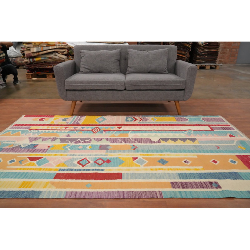 Tapis rayé vibrant 5 x 8 pour décoration moderne