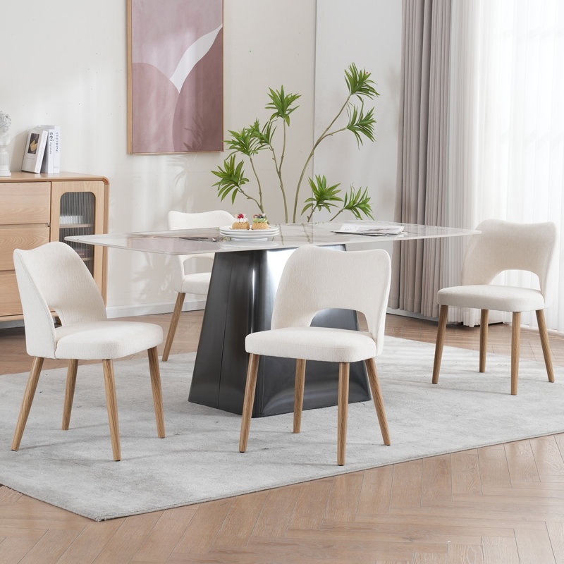 Chaises de salle à manger rembourrées avec dossier papillon Modern Farmhouse (ensemble de 4, BEIGE), Beige