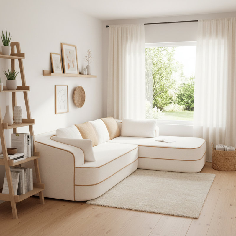 Chaise longue Teddy, Nounours crème, Orienté à droite