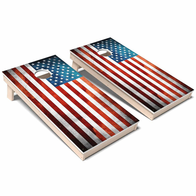Ensemble de planches de cornhole Patriotic Grunge, Ajouter un étui et des lumières