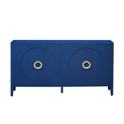 Armoire sophistiquée avec placage de sapin bleu marine - pour les espaces de vie Surface texturée, support, tablettes réglables à la mode dans les zones texturées