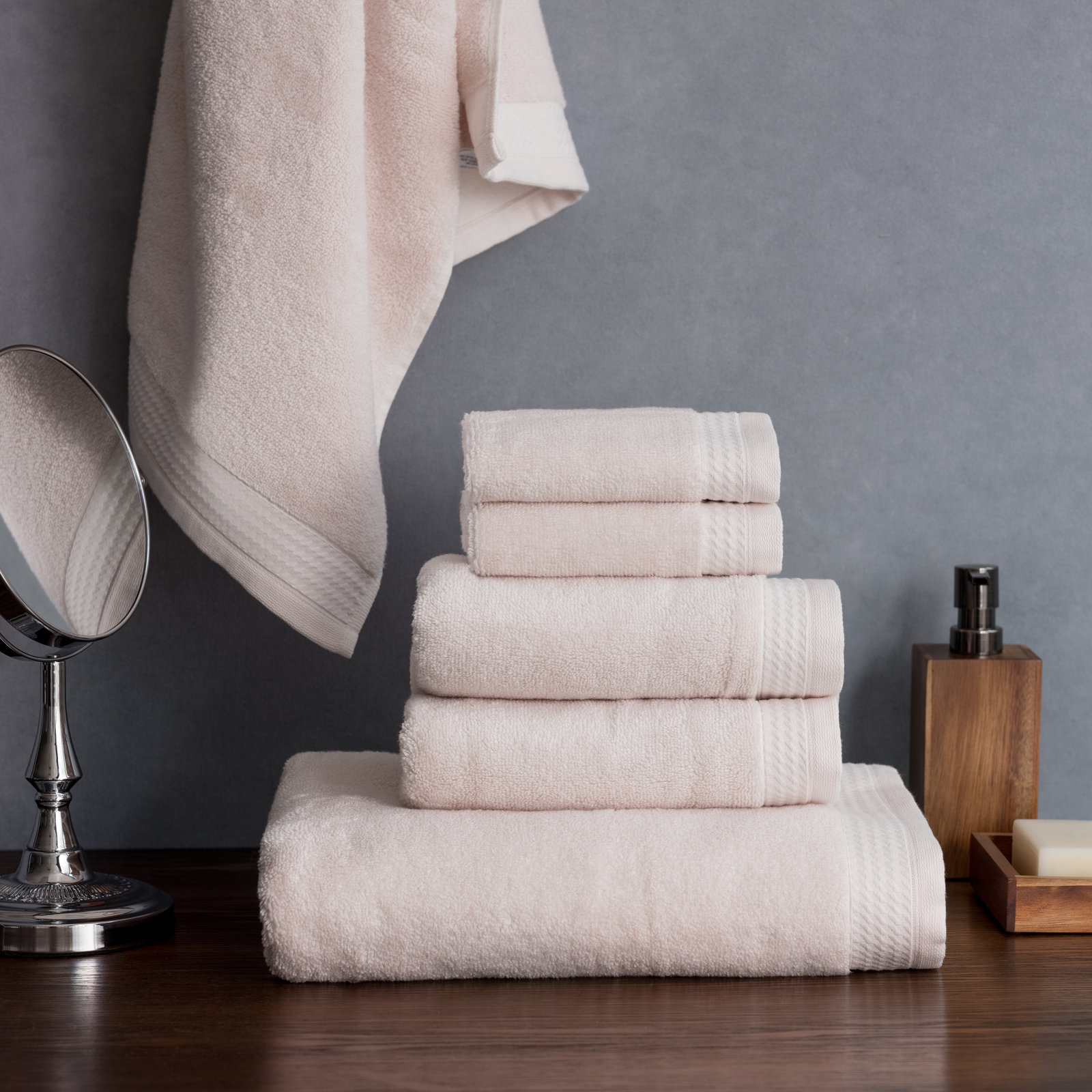 Prague 6-Piece Cotton Towel Set, Pink