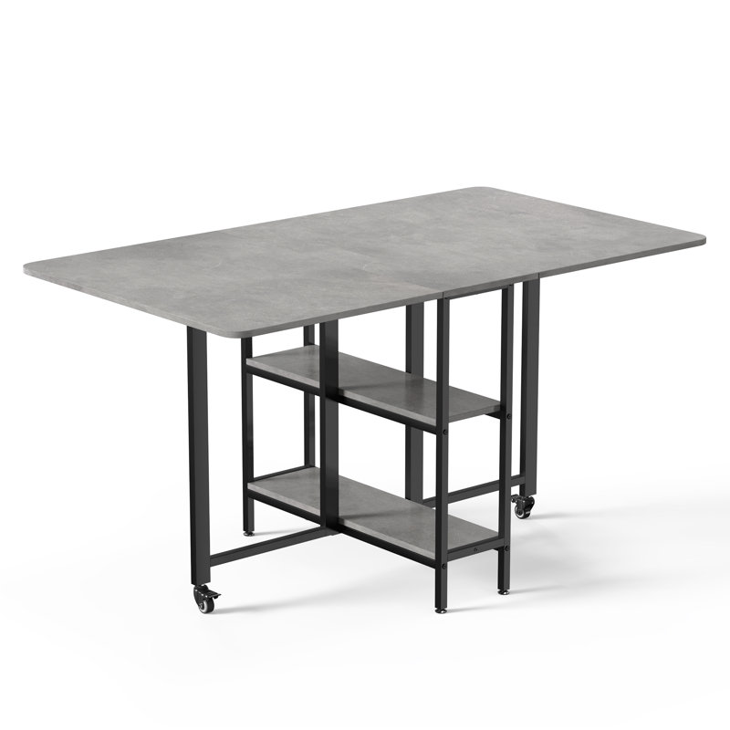 Rectangular Folding Table, Gray/Black, 75cm H x 140cm W x 80cm D