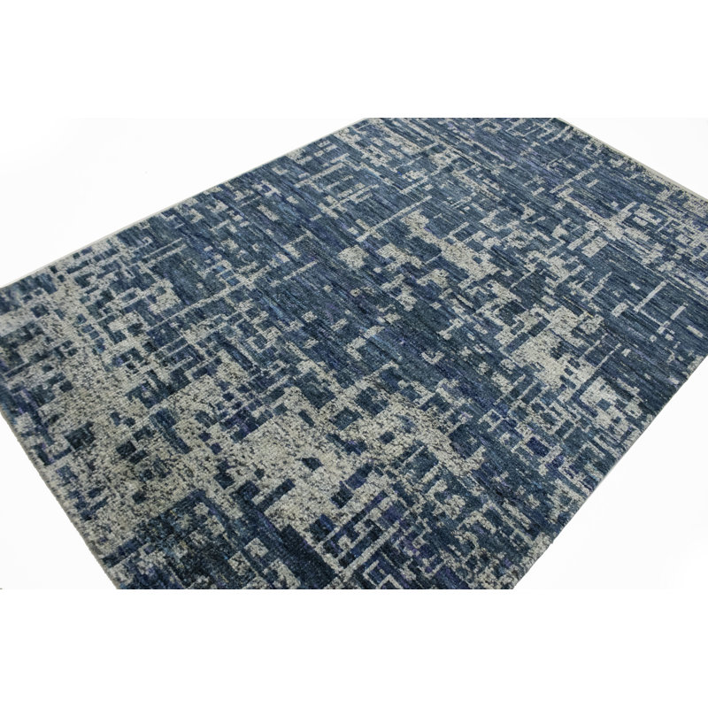Tapis crème abstrait noué à la main