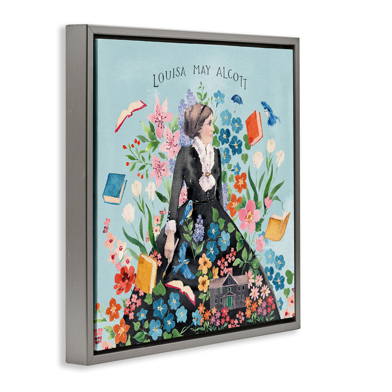 «Louisa May Alcott Portrait» par Heatherlee Chan, Cadre flottant gris lustré, H 18 po x l 18 po