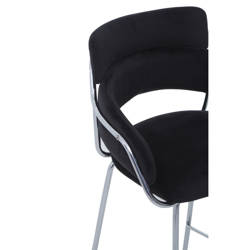 Elsberry Upholstered Counter Stool with Metal Frame, Silver, Black