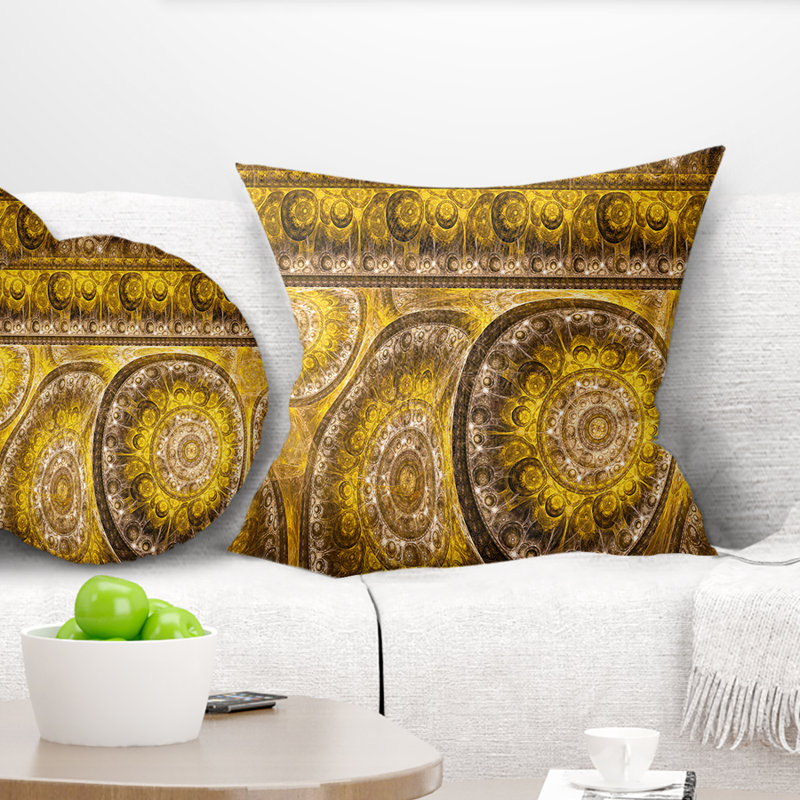 Golden Extraterrestre Life Cells - coussin à imprimé floral, 16 po x 1 po, Coussin décoratif