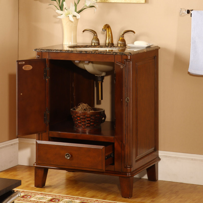 Sussex 28 " W Freestanding Standard Free Standing Single Double Single Vanity Bathroom Vanity With Granite Top