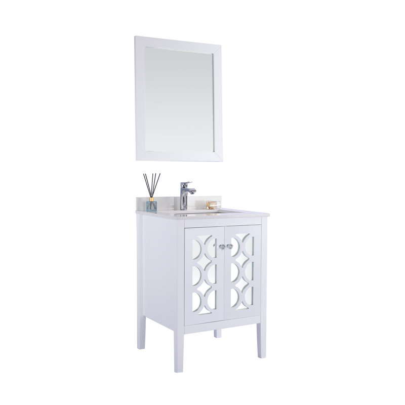 Mediterraneo 24" White Bathroom Vanity with Quartz Countertop