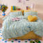Ensemble de housse de couette 100% coton de très grande taille - ensemble de literie ruché avec fermeture à glissière et 8 attaches à œillets - ensemble de housse d'édredon rayé bleu et jaune à rayures fines 3 pièces-131989479-131989482