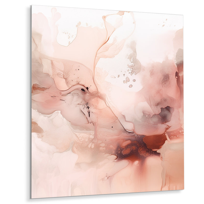 Marbre rose délicat abstrait II - impression sans cadre sur métal, H 32 po x l 16 po x P 1 po