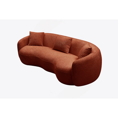 93.6 Inch Mid Century Modern Curved Sofa,  Boucle Fabric Couch For Bedroom