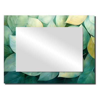 Feuilles transparentes mosaïque nature collage II - miroir floral pour décoration murale - imprimé sur métal