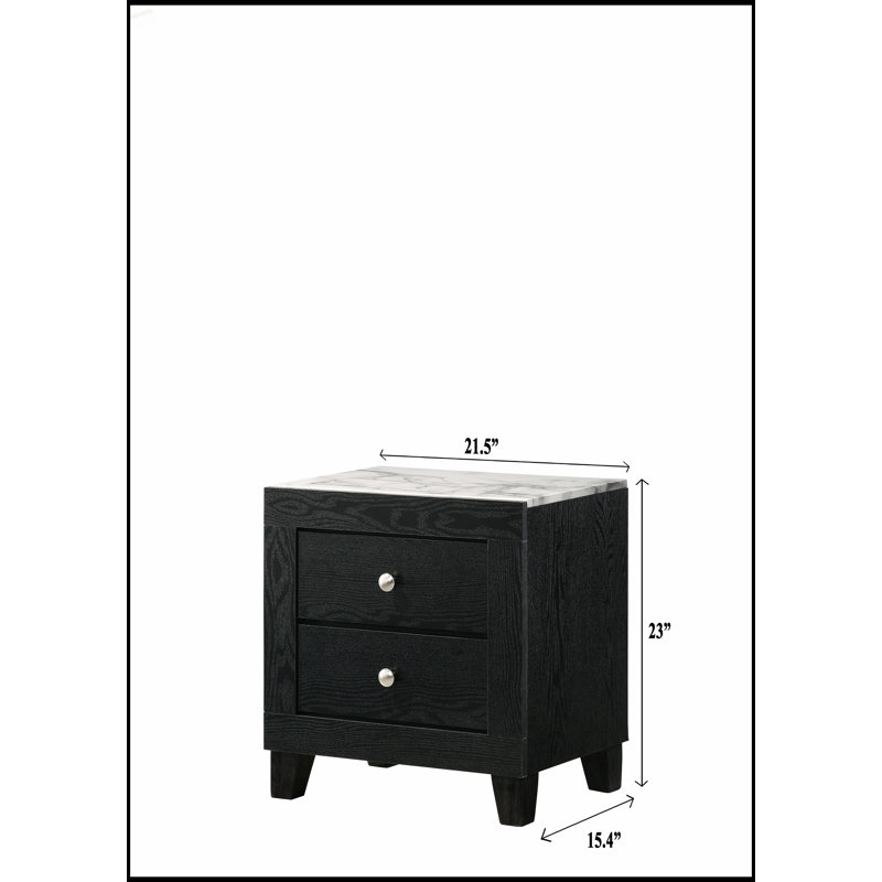 Table de chevet contemporaine à 2 tiroirs en faux marbre, élégante et fonctionnelle pour les chambres modernes