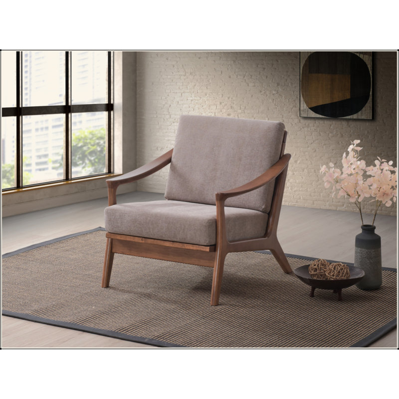 Fauteuil d'appoint en tissu et finition brune