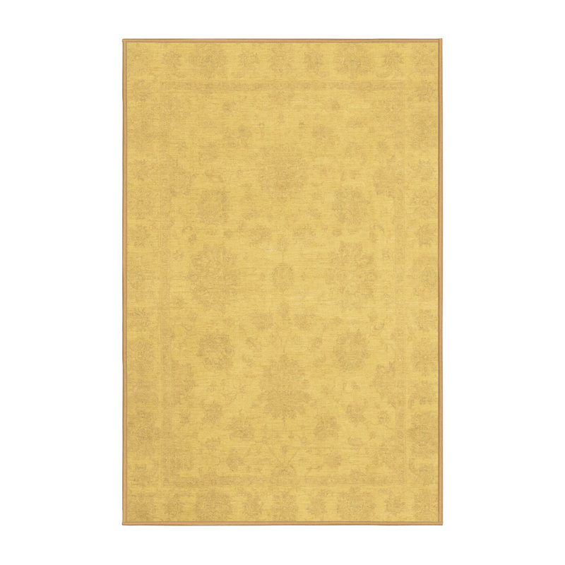Tapis oriental jaune / brun clair de 7 pi x 10 pi Jatyler