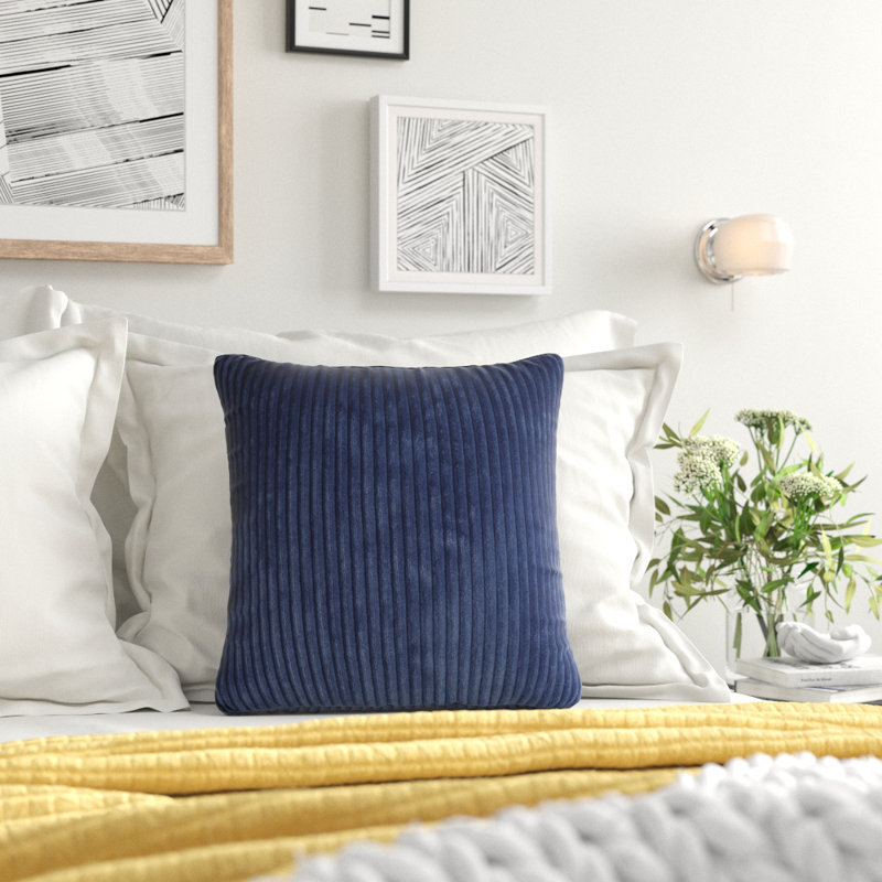Coussins décoratifs réversibles en velours côtelé rembourrés de polyester moelleux de couleur unie Wide Wale, Gris foncé