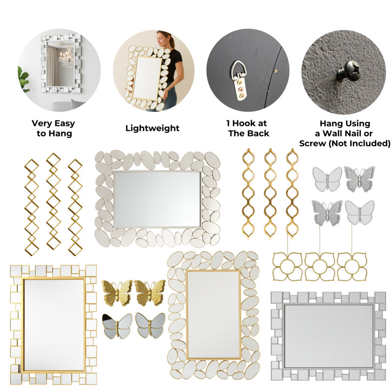 Lot De 3 Miroirs Décoratifs – Home Interiors – Métal Noir – Accent Mural