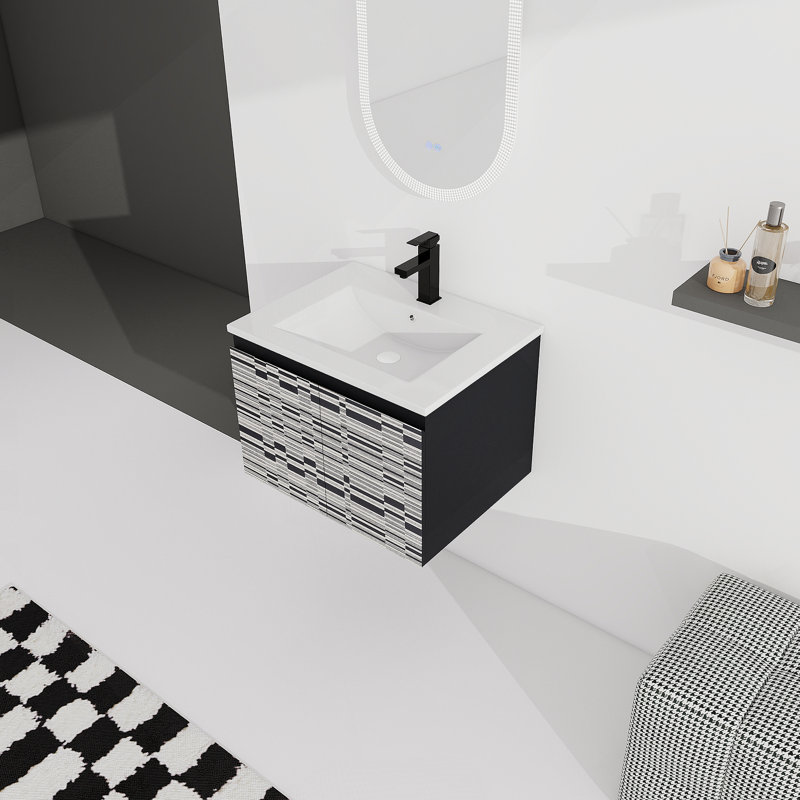 Meuble-lavabo mural 24 po avec lavabo en céramique