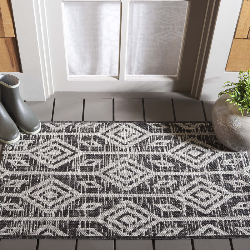 Tapis intérieur / extérieur Estaugh Performance Ikat, Rectangle 2 pi x 3 pi 7 po