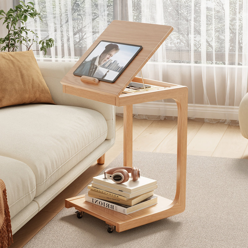 Table de bout en C en bois massif Annandale, H 24,8 po x l 23,6 po x P 15,6 po, Tanné