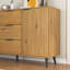 Buffet 47,2 po, cuisine avec solutions de rangement efficaces, 3 tiroirs et 2 portes, couleur bois naturel, armoire de rangement robuste, buffet, structure stable