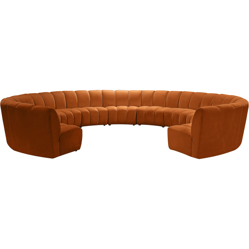 Canapé modulaire en velours Infinity, Velours cognac, 11 pièces