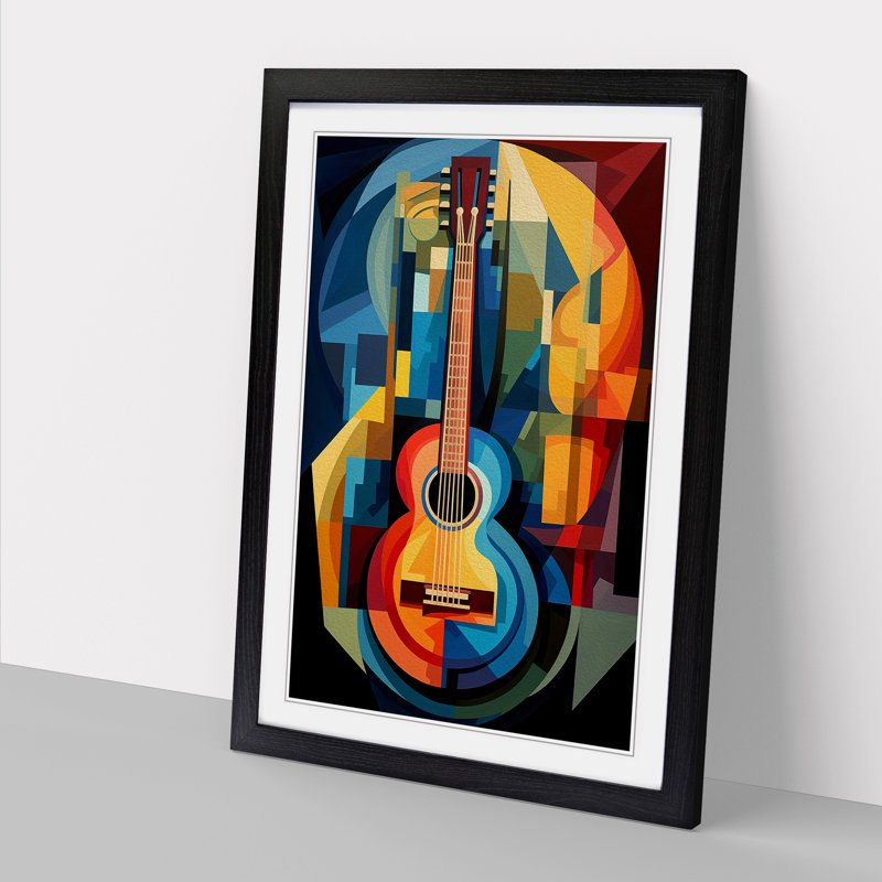 Electric Guitar Cubism No.2 - Framed Print, Black Framed, 34cm H x 25cm W