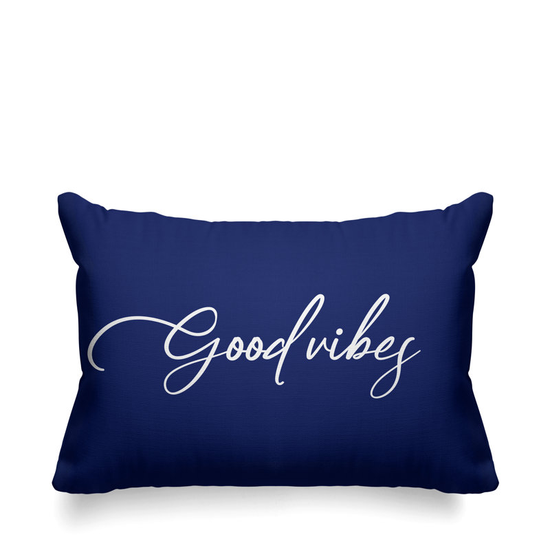 Housse et insert de coussin rectangulaire Aspire Good Vibes, Bleu marine