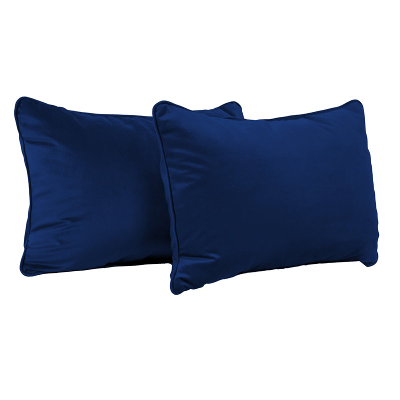 Rectangle Lumbar Microfiber Pillow with Piping, 2-pack, Eclipse, Rectangular 16"H x 24"W