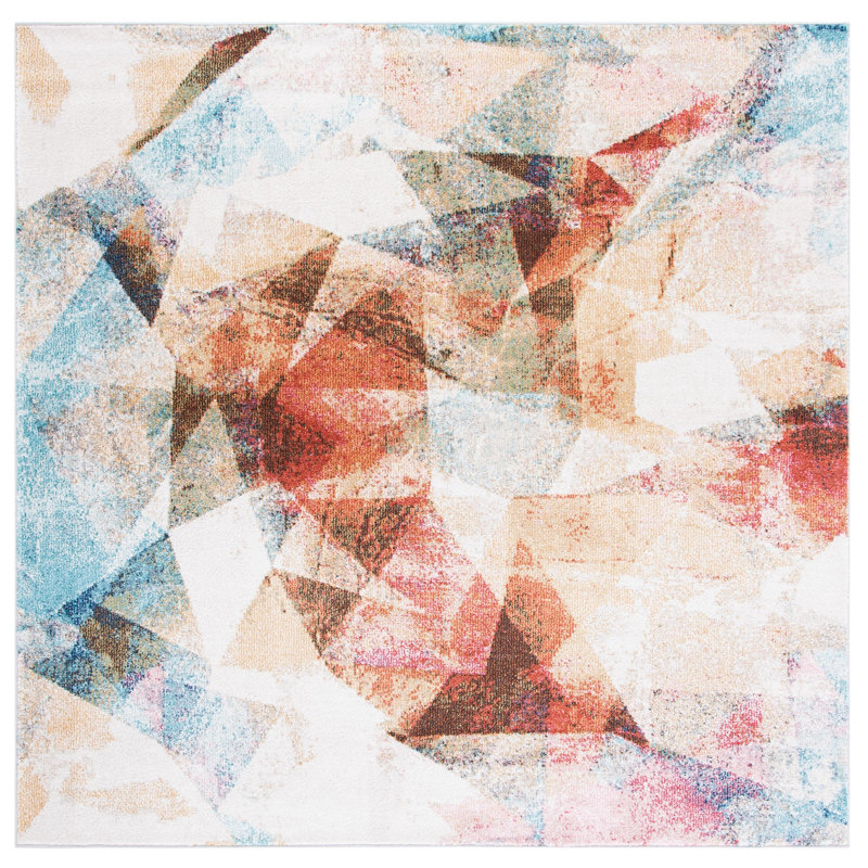 Zahra Performance Geometric Rug, Square 6'7"