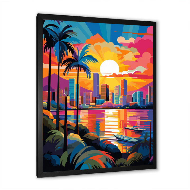 City Maui Popart II - Maui, reproduction d'art mural, H 32 po x l 24 po x P 1 po, Cadre photo noir