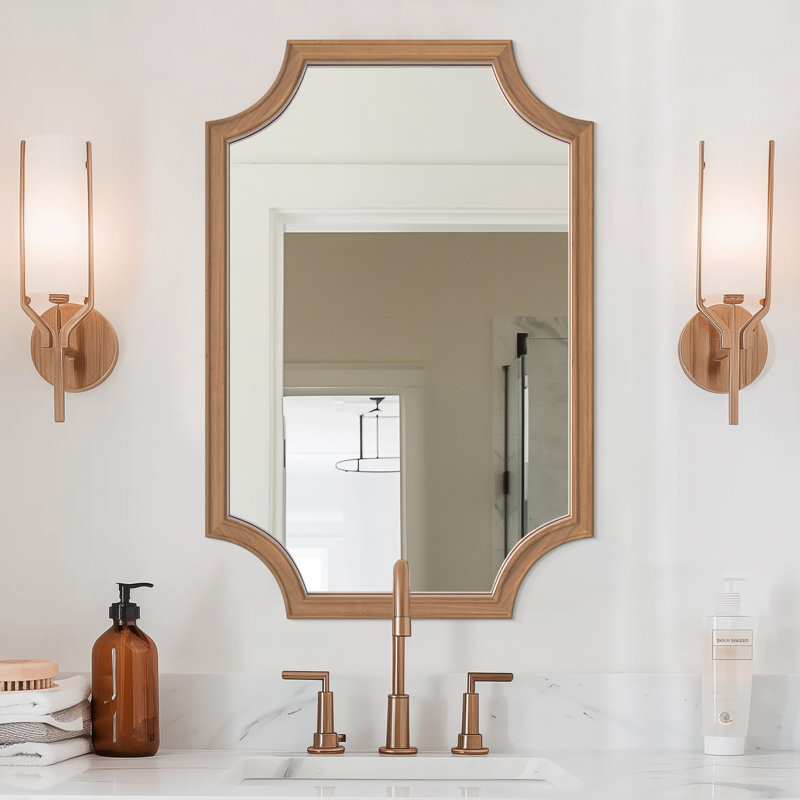 Miroir de salle de bain Laritha, 30 po x 20 po, Miel profond
