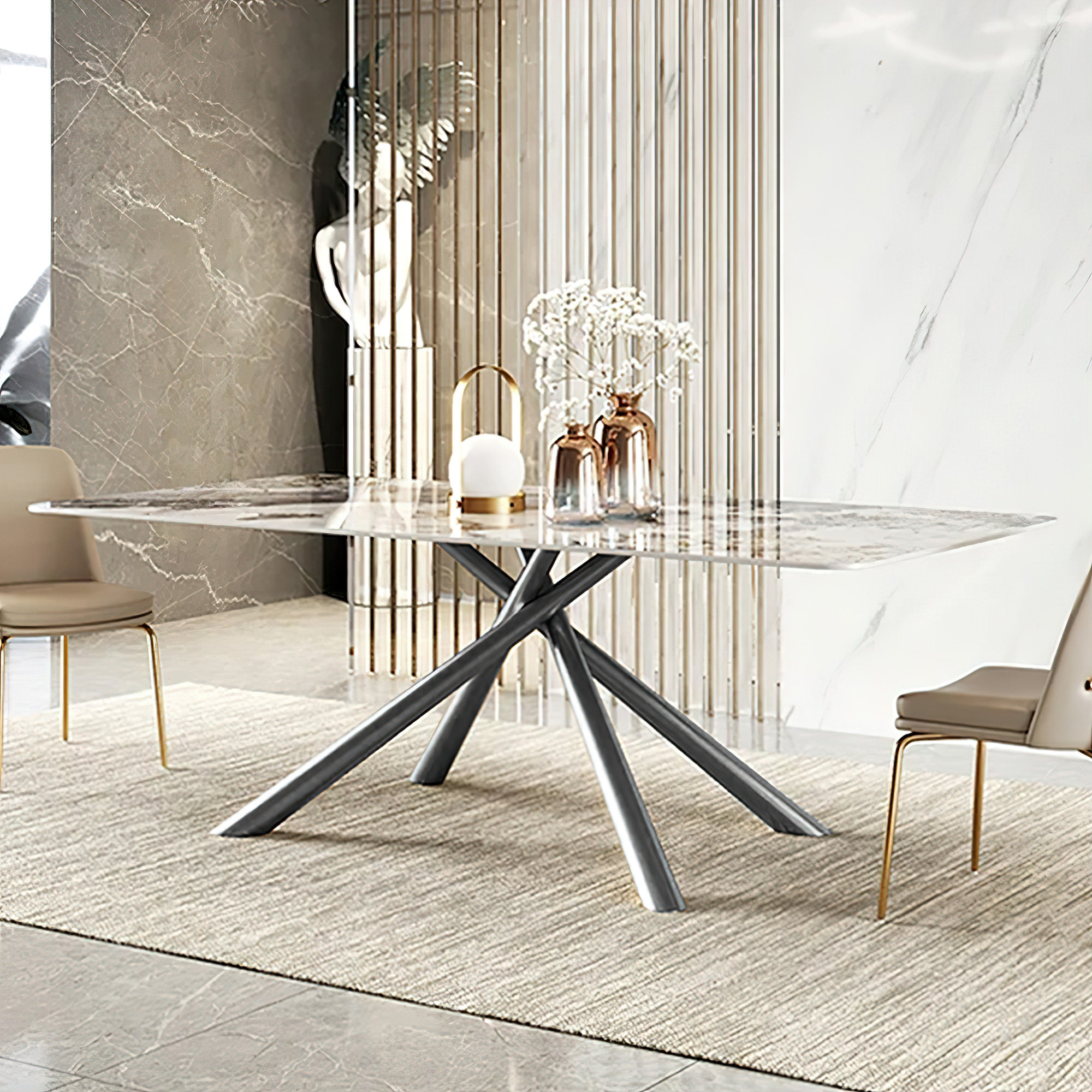 Brayden Studio Fairyn Modern Rectangular Dining Table Faux Marble ...