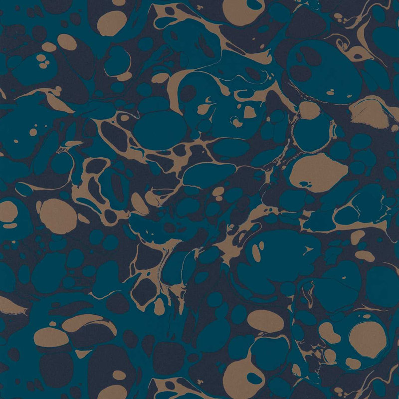 Marble 10.05m x 68.6cm Wallpaper Roll, Azurite/ Copper/Japanese Ink