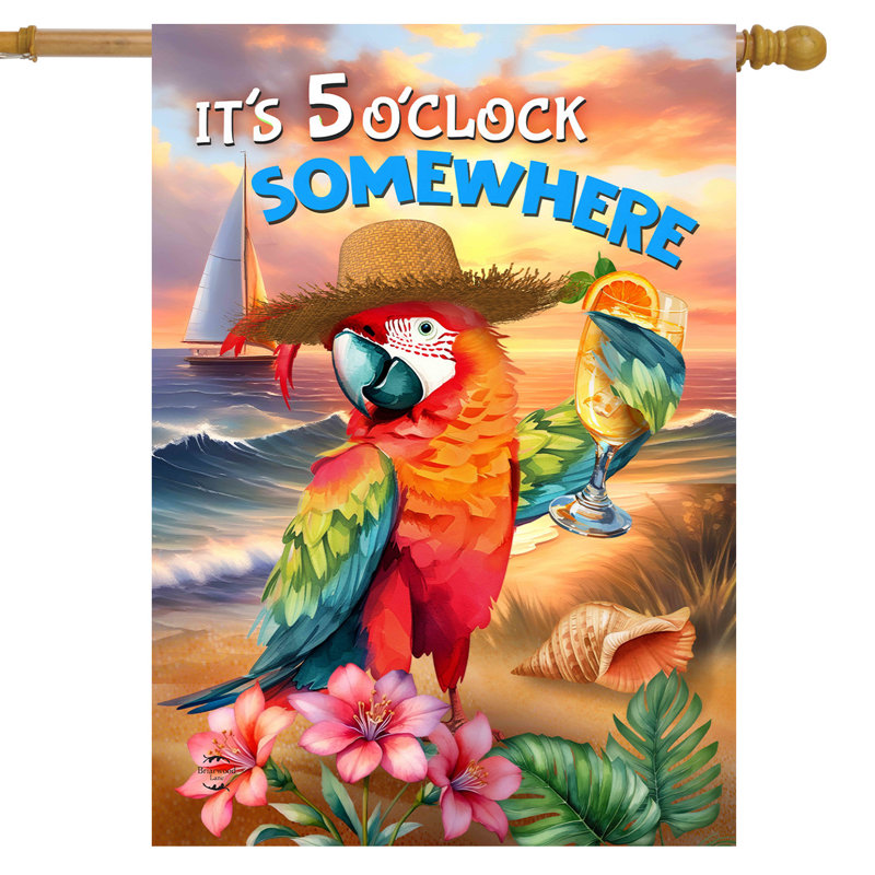 Sunset Parrot House Flag