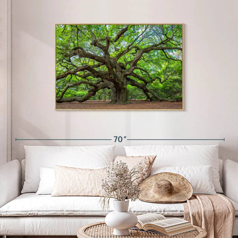 Old Oak Tree, Floating Frame Natural Wood, 43" X 29"