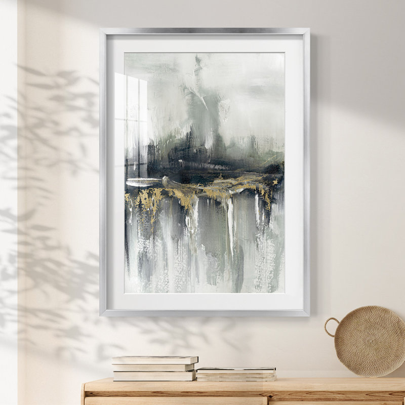 Indyscape et or - impression encadrée, H 28,5 po x l 20,5 po, Argent argent
