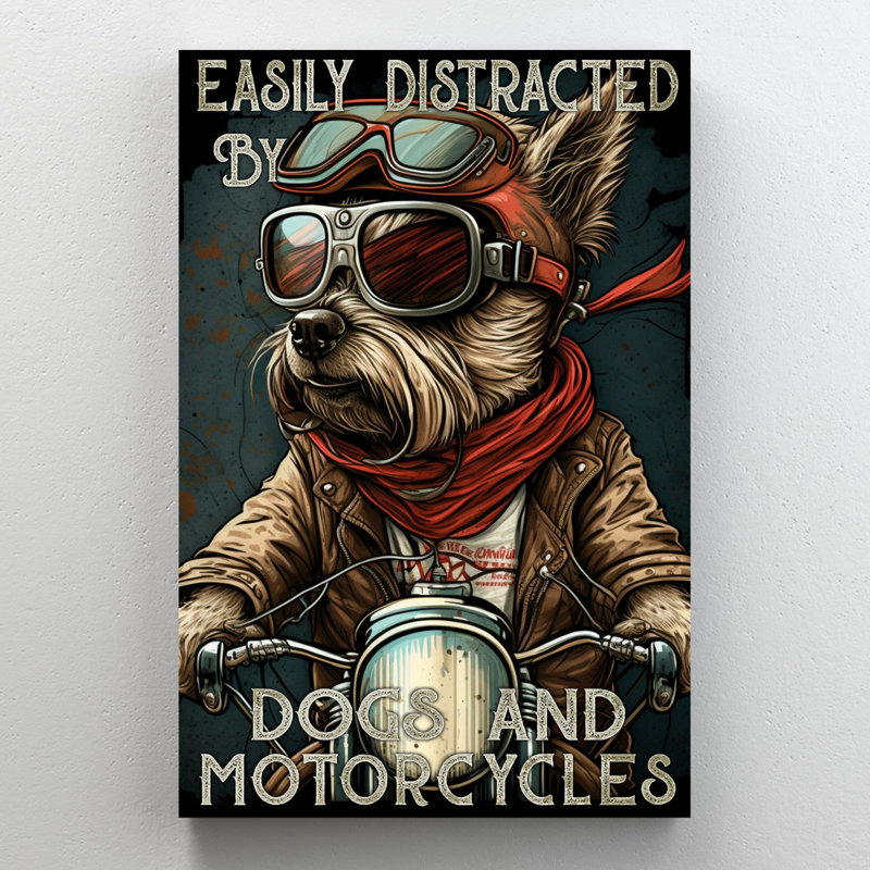 "Kamontae" facilement distrait par les chiens et les motos sur toile, impression, H 36 po x l 24 po x P 1,25 po