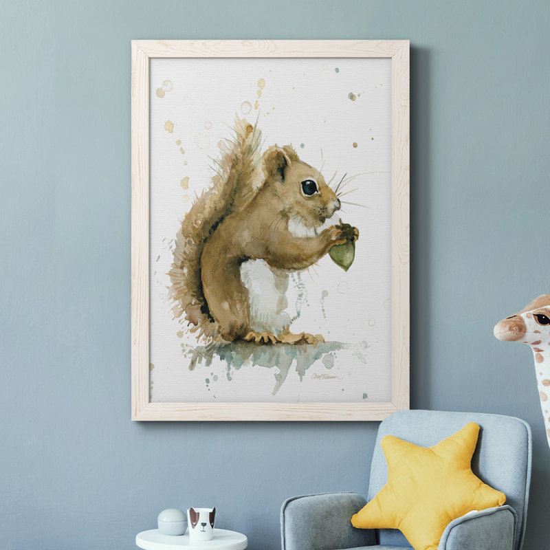 Récolte d'écureuil, peinture sur toile, H 31,5 po x l 23,5 po x P 1,5 po, Blanc