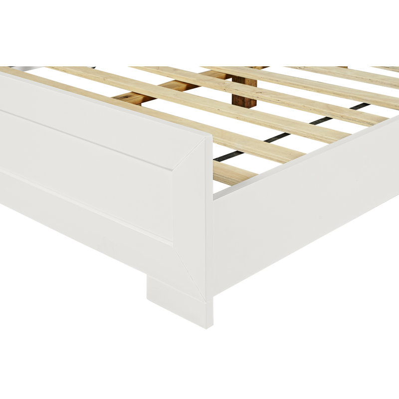 Trent Wood Low Profile Platform Bed, White, Queen