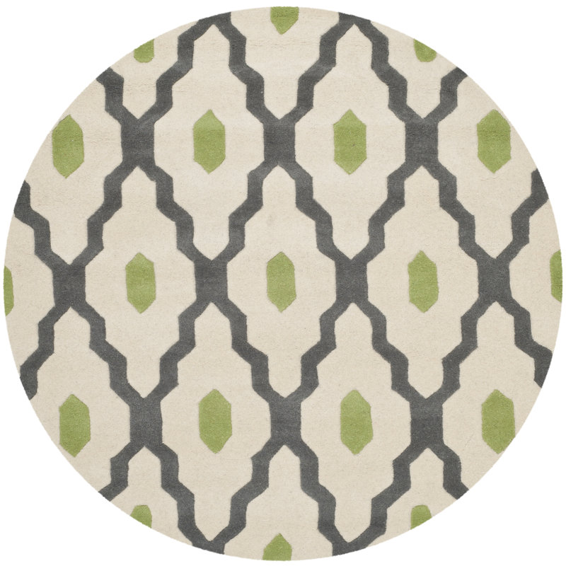 Carolene Hand Tufted Wool Geometric Rug, Round 5'