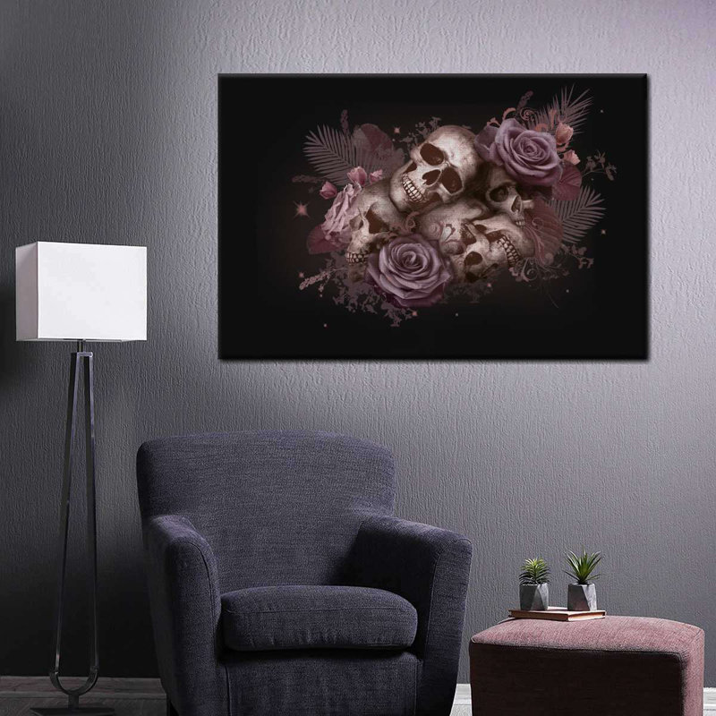 «Floral Skull Pile», reproduction sur toile, H 45 po x l 30 po x P 1,25 po