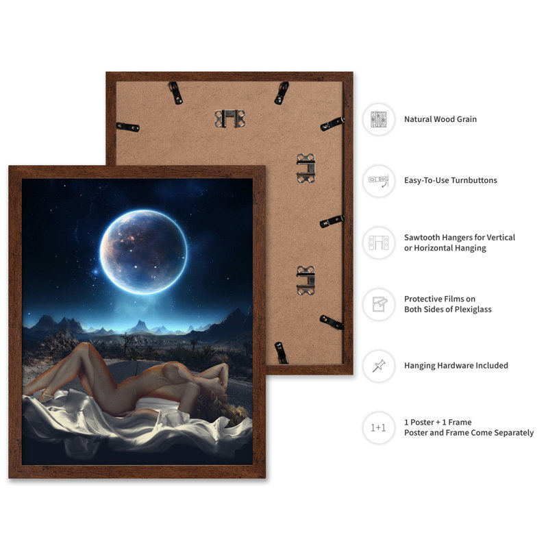 Pin-up et espace, Poster, 16"H x 20"W, Brown Framed
