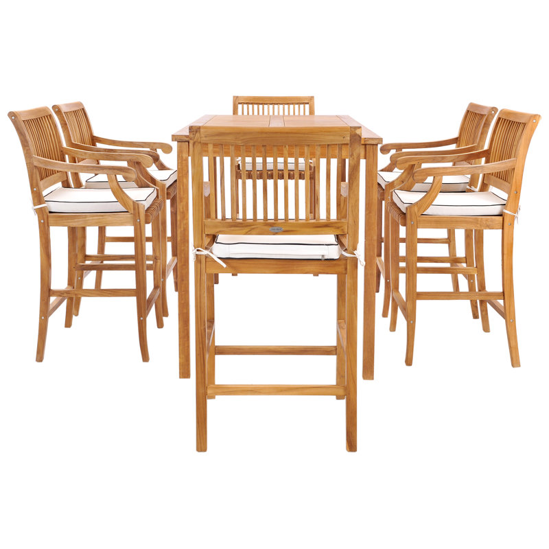 Outdoor 13 - Piece Teak Bistro Set with Cushions