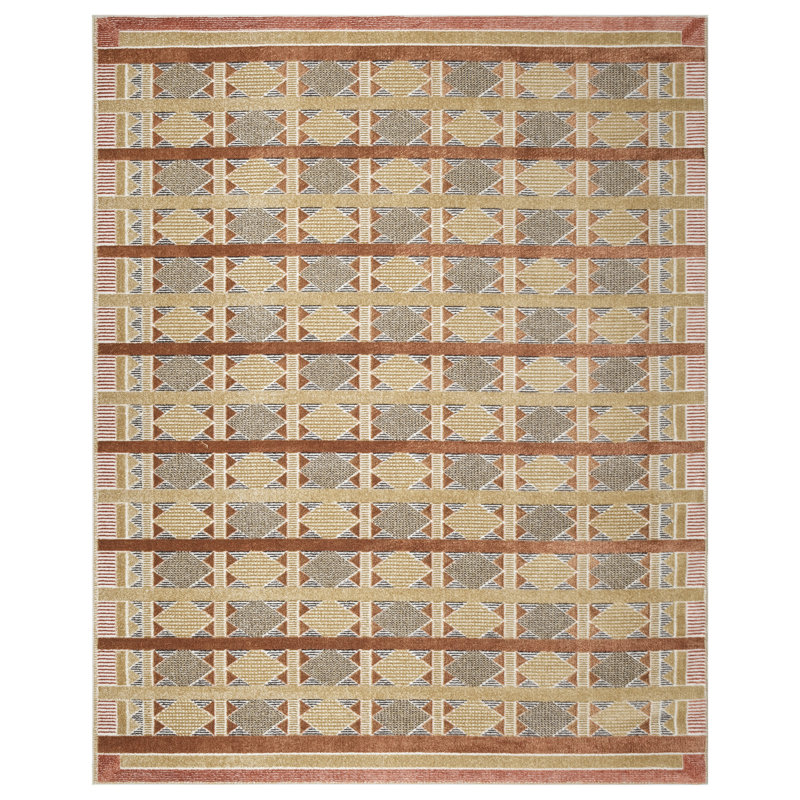 Maridee Rust Multicolor Modern Indoor Rug, Rectangle 8' x 10'